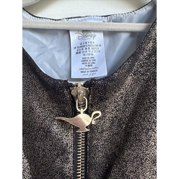 Disney Aladdin Princess Jasmine Fit & Flare Dress Girl 4 Metallic Bronze Gold - Picture 3 of 5